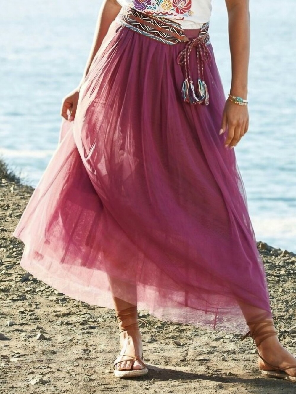 Giselle Skirt from‎ Peruvian Connection Pink Mauve tulle skirt. Size L
